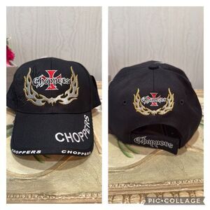Choppers Flames Embroidered Cap Hat Adjustable Black NWT